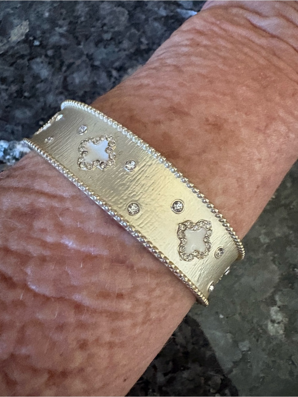 Gold-Tone Clover Pavé Bangle Bracelet - Women's Jewelry